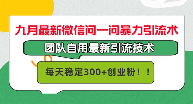 （12735期）九月最新微信问一问暴力引流术，团队自用引流术，每天稳定300+创…-众创网
