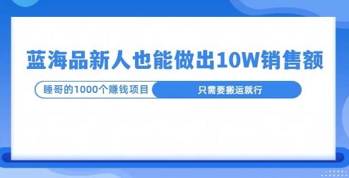 这个蓝海品，新号也能卖出10W的销售额，年底疯狂怼量就能出结果-众创网