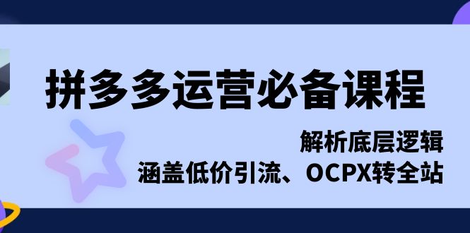 （13700期）拼多多运营必备课程，解析底层逻辑，涵盖低价引流、OCPX转全站-众创网