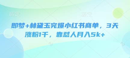 即梦+林黛玉完爆小红书商单，3天涨粉1千，靠怼人月入5k+-众创网